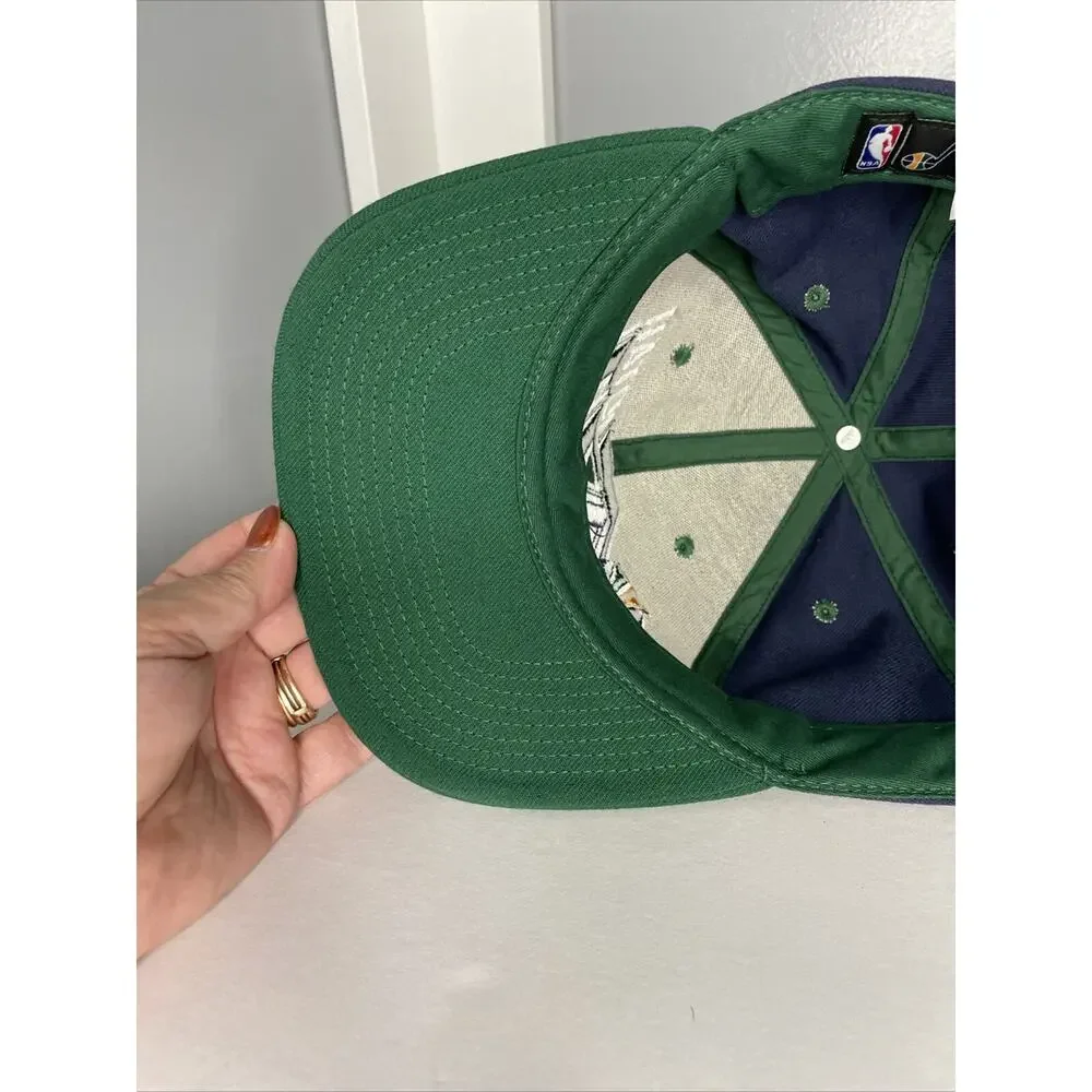 Adidas Utah Jazz Snap Back Hat Green Bill Blue Cap Embroidered Men’s